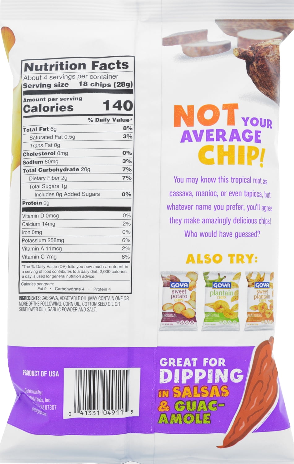 (2 pack) Goya Cassava Chips, Garlic, 4 Oz