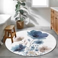 thumbnail image 4 of Spring Floral Round Living Room Rugs 3.3 ft, Watercolor Gradient Color Flowers Romantic Washable Area Rug with Non-Slip Sturdy Edge Binding Round Front Door Mat Floor Carpet for Entryway, 4 of 9