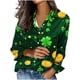 thumbnail image 3 of TaTaai Women St. Patrick's Day Print Satin Long Sleeve Button Up Shirt Casual Lapel Fashion Loose Blouse Satin Top for Daily Party Office Vacation Spring Winter Wear Gift, 3 of 5