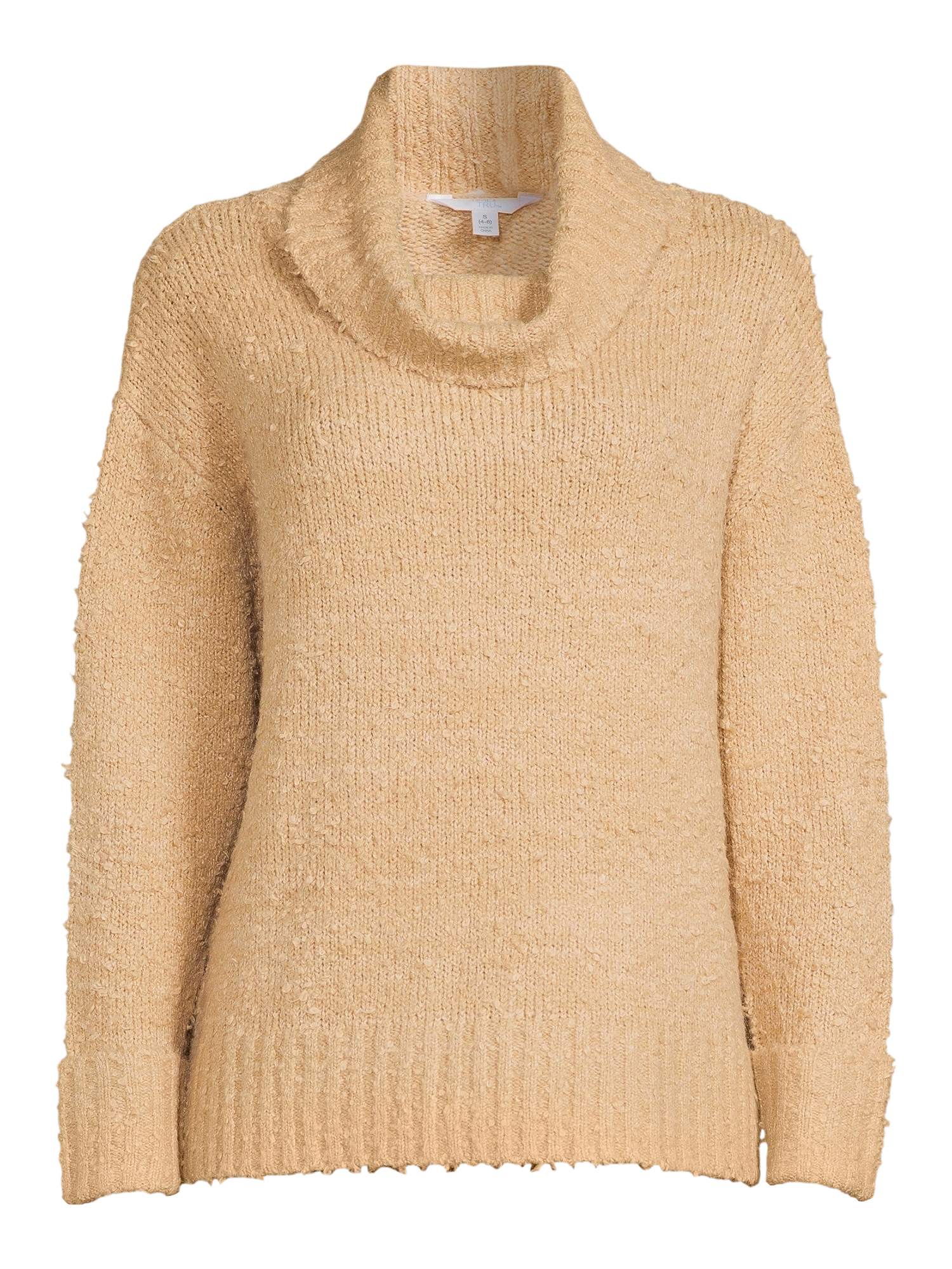 Time and Tru Women's Plush Cowl Neck Pullover Sweater