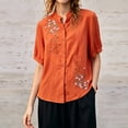 thumbnail image 2 of Shirts Tops for Women Solid Color V Neck Embroidered Casual Tank Top, 2 of 5