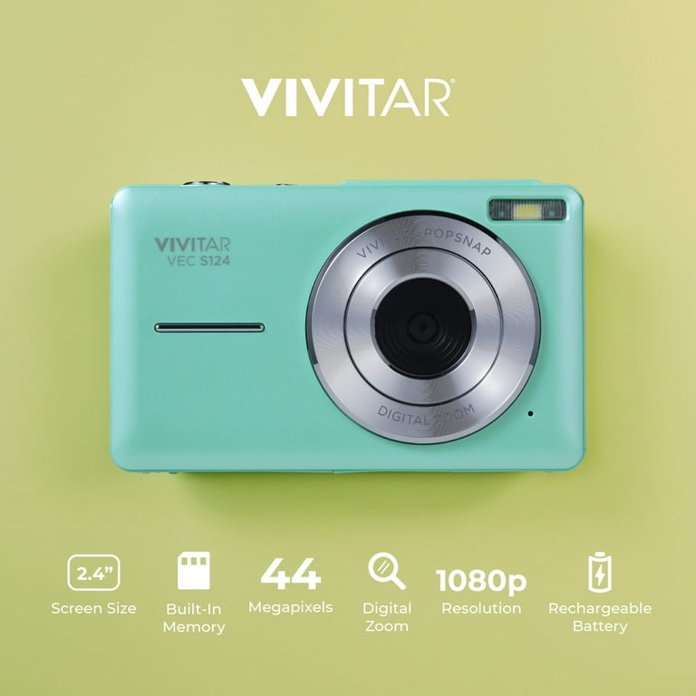 Vivitar Popsnap Compact Digital Camera, Mint, 16X Zoom, 1080p
