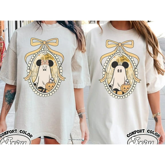 Retro Mickey Minnie Halloween Coquette Shirts, Mickey Ghost Shirt, Minnie Ghost Shirt, Spooky Season Shirt