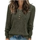 thumbnail image 2 of Suéter de cuello redondo para mujer, informal, liso, de invierno, de manga larga, con botones, de punto cepillado, holgado, para mujer, 2 of 7