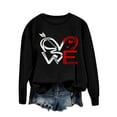 thumbnail image 4 of Yteetum Valentine's Day Sweatshirts for Women Oversized Crewneck Valentines Heart Graphic Print Sweatshirt Womens Casual Plus Size Round Neck Loose Comfy Sweatshirt Fall Spring Clothes Valentine Gift, 4 of 5