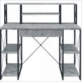 thumbnail image 4 of Desks, Modern 41.5"H x 47.5"W x 24.5"D Office Desk with Hutch, Open Shelves & Drawer | Black+Grey | Wood+Metal, 4 of 8