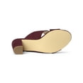 thumbnail image 5 of BLISSFUL STEP Women's Sandals Block Heels Crisscross Strap Mules Slide Sandals Burgundy 5.5, 5 of 8