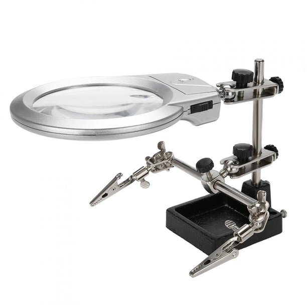 Lupa De Acero De Joyería Antigua De Cristal, Lupa 5X Con Luz LED Y Clip