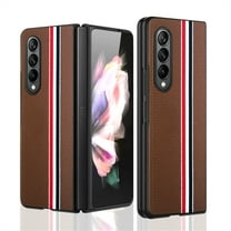 TECH CIRCLE Case for Samsung Galaxy Z Fold 4 2022 Magnetic Hinge Cover Protection, Slim Fit Hard PC   PU Leather Full Body Shockproof Protective Phone Case for Galaxy Z Fold 4 5G 7.6 inch,Brown