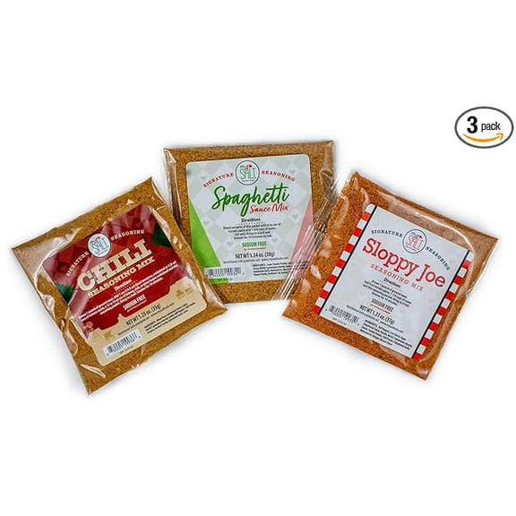 MySALT Sodium Free Seasoning Mixes - Comfort Foods Spaghetti Sauce Mix, Chili Seasoning Mix, Sloppy Joe Seasoning Mix (3 pack)