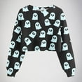 thumbnail image 2 of Xdegoge Womens Cropped Halloween Sweatshirts Ghost Long Sleeve Shirts Crewneck Workout Tops Holiday Graphic T Shirts Pullover Fall Fashion Shirt 2025 Y2K Clothes Going Out Outfits, 2 of 4