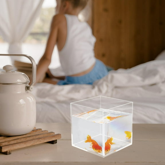 Transparent Acrylic Fish Bowl for Small Fish Tank Ideal for Desktop or Household Use 3.5 Gallons
