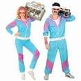 thumbnail image 2 of Adult Men Women Vintage 80s Hip Hop Disco Cosplay Hippie Costume Halloween Purim Carnival Party Couple Tracksuit Outfit, 2 of 6