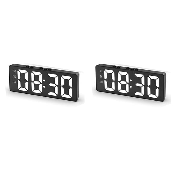 2X Digital Alarm Clock (Powered By Battery) or USB Powered Table Snooze Night Mode 12/24H Electronic LED Clocks