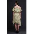 thumbnail image 2 of Bimba Beige Bird Print Flutter Sleeve Womens Party Tunic Cold Shoulder Midi Dress - Small, 2 of 6