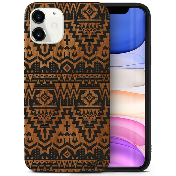 Case Yard Wooden Case for iPhone-11 Soft TPU Silicone cover Slim Fit Shockproof Wood Protective Phone Cover for Girls Boys Men and Women Supports Wireless Charging Carpet Pattern Design