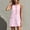 Pink, variant on Wovilon Women's Sleeveless Round Neck Shift Dress with Contrast Piping and Button Front, Cotton Linen Blend Casual Summer Mini Dress for Vacation and Daily Wear