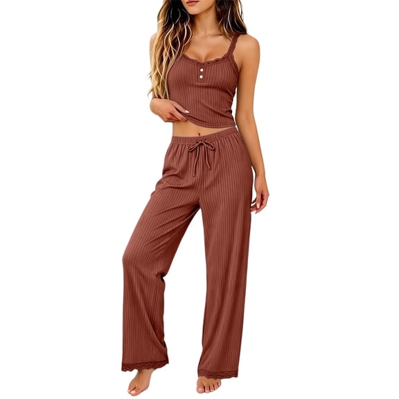 Luvrsol 2 Piece Sets for Women Sleeveless Tank Top and Wide Leg Pants Set Casual Outfits for Daily Wear XS-XL