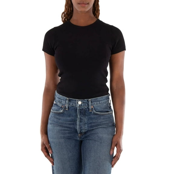 Agolde Ladies Black Arlo Rib Pocket Tee, Size X-Small