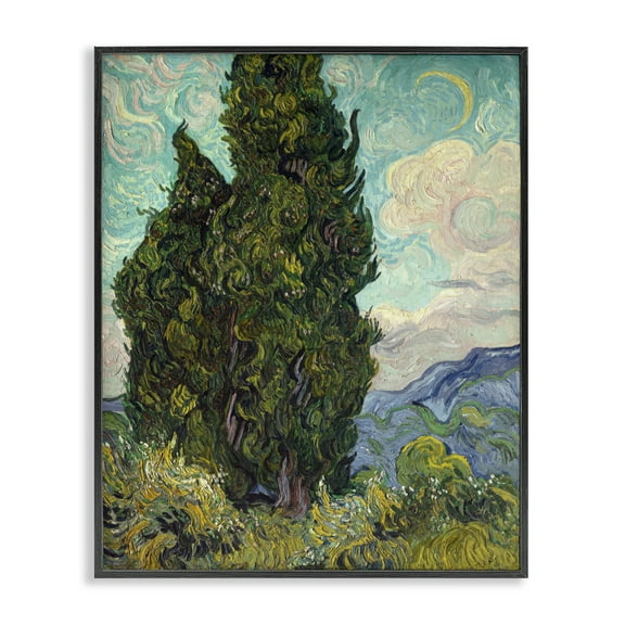 Stupell Industries Van Gogh Cypress Landscape Landscape & Nature Painting Black Framed Art Print Wall Art, 11 x 14