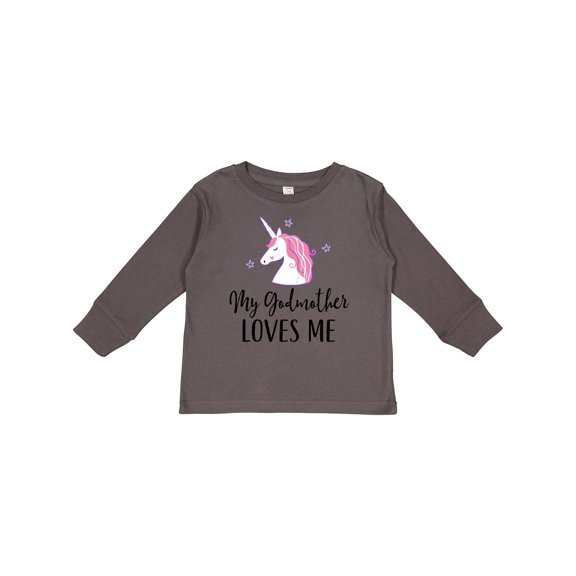 Inktastic Godmother Loves Me Unicorn Girls Girls Long Sleeve Toddler T-Shirt