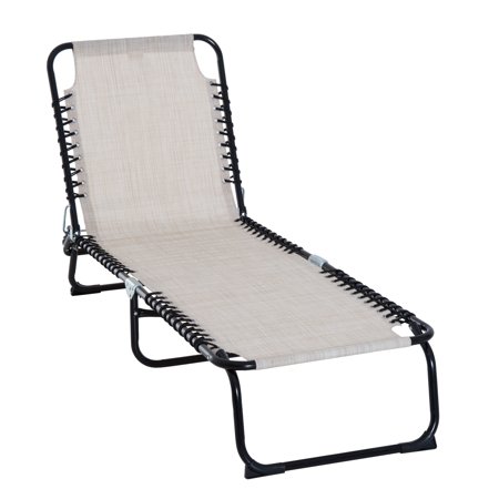 Outsunny 3-Position Reclining Beach Chair Chaise Lounge Folding Chair with Comfort Ergonomic Design