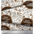 thumbnail image 3 of Soimoi Brown polyester Crepe Fabric Candies,Bell & Baubles Christmas Printed Craft Fabric by the Yard 52 Inch Wide, 3 of 3