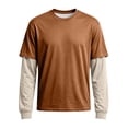 thumbnail image 6 of Hearthz Long Sleeve Work Shirts for Men Fake Two Piece Spliced Mens T-Shirts Crew Neck Contrast Streetwear Athletic Shirts for Men Light Brown S, 6 of 6