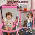 thumbnail image 5 of 60" Toddler Trampoline with Safety Enclosure Net, SEGMART Upgraded Kids Trampoline with Basketball Hoop, Swing, Rings, Balls, Indoor Outdoor Mini Trampoline Birthday Gift for Kids Ages 3-9, 5 of 14