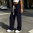 thumbnail image 5 of WIZUTIZ Women's High Waist Wide Leg Pants Elastic Waist Loose Fit Full Length Casual Trousers Slimming Soft Flowy Elegant Versatile Elegant, 5 of 6