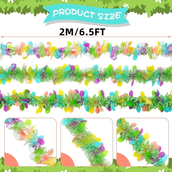 Sktrjpolfis Easter Tinsel Garland Colorful Egg Tinsel Garland for Easter Party Door Decorations