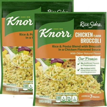 2 Pack Knorr R Chickn Broccoli Chicken Sides and Pasta Blend, Cooks in 7 Minutes, No Artificial Flavors, 5.5 Oz