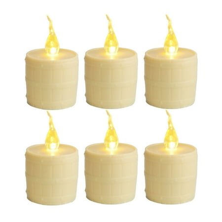 

6 Pcs Wooden Barrel Shaped LED Wax Christmas Party Home Decoration LED Electronic Candle Light Festive Atmosphere Make Your Own Night Light Light for Closet without Electricity Night Light for