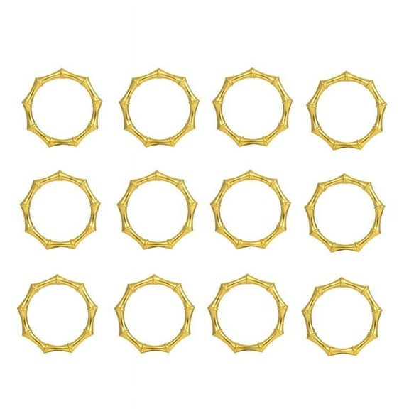 12 Gold Bamboo Napkin Rings for Table , Wedding, Party, Birthday