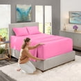 thumbnail image 1 of Extra Deep Pocket 4-Piece Bed Sheets Set , 18"-24" Super Deep Fitted Sheet, Fits High Profile Mattresses with Toppers, Hotel Luxury Soft Double Brushed Microfiber, Hypoallergenic - Full, Light Pink, 1 of 7