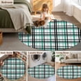 thumbnail image 5 of Teal Black Plaid Round Area Rug 6 FT, Non Slip Bedroom Rugs, Farmhouse Teal Black Checkered Washable Soft Circular Carpet Non-Shedding Floor Mat for Kitchen Dining Room Home Office Kids Room, 5 of 8