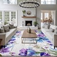 thumbnail image 3 of 5'x7' Area Rugs for Living Room Bedroom, Spring Flowers Washable Rug Carpet Runner Indoor Outdoor, Watercolor Garden Florals Wooden Grain Non Slip Floor Mats Area Rug for Kitchen, Nursery, 3 of 8