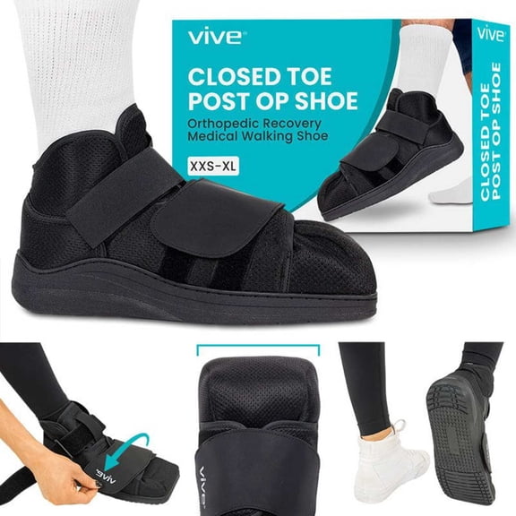 Vive Closed Post-Op Shoe – Medical Walking Boot for Women & Men – Orthopedic Recovery Shoe for Fractures, Injured Feet & Broken Toes