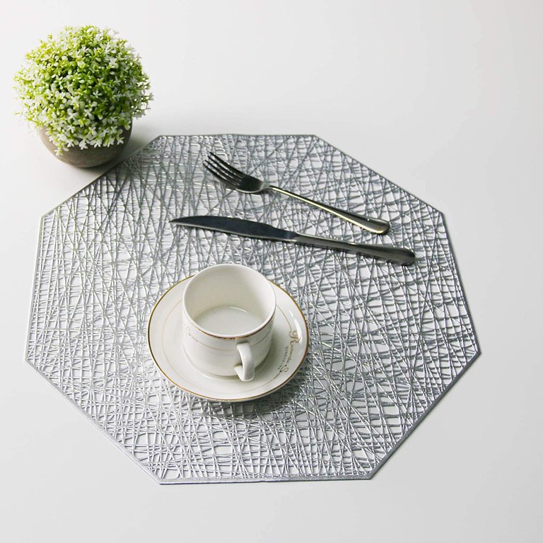 in Stock Octagonal Non Slip Placemats Hollow out Vinyl Mats