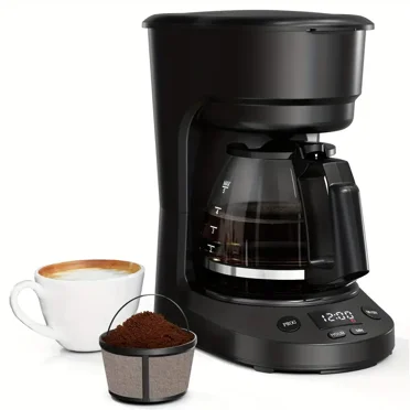 Auseo 5-Cup Drip Coffee Maker, Programmable, Timing Function, 0.75L Glass Carafe, 2-Hours Keep Warm Function, Safety Features