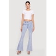 thumbnail image 2 of Women's Acid Wash Belted Front Frayed Flare Jeans, 2 of 5