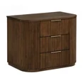 thumbnail image 5 of 3pc Solid Wood Bedroom Set, Queen Platform Bed with 2 Nightstand, Fluted Design Modern Bedroom Set, Brown, 5 of 8