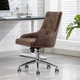 thumbnail image 3 of Swivel Office Chair, PU Leather Vanity Chair, Modern Button-tufted Accent Chair, Height Adjustable Task Chair, Comfort Upholstered Chair with Soft Back, for Home, Office, Study, Brown, D5803, 3 of 10