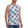 thumbnail image 2 of Bingfone Palm Leaves Pattern Men's Tank Tops Workout Sleeveless Tee Shirts Running Beach Tanks for Men-Small, 2 of 8