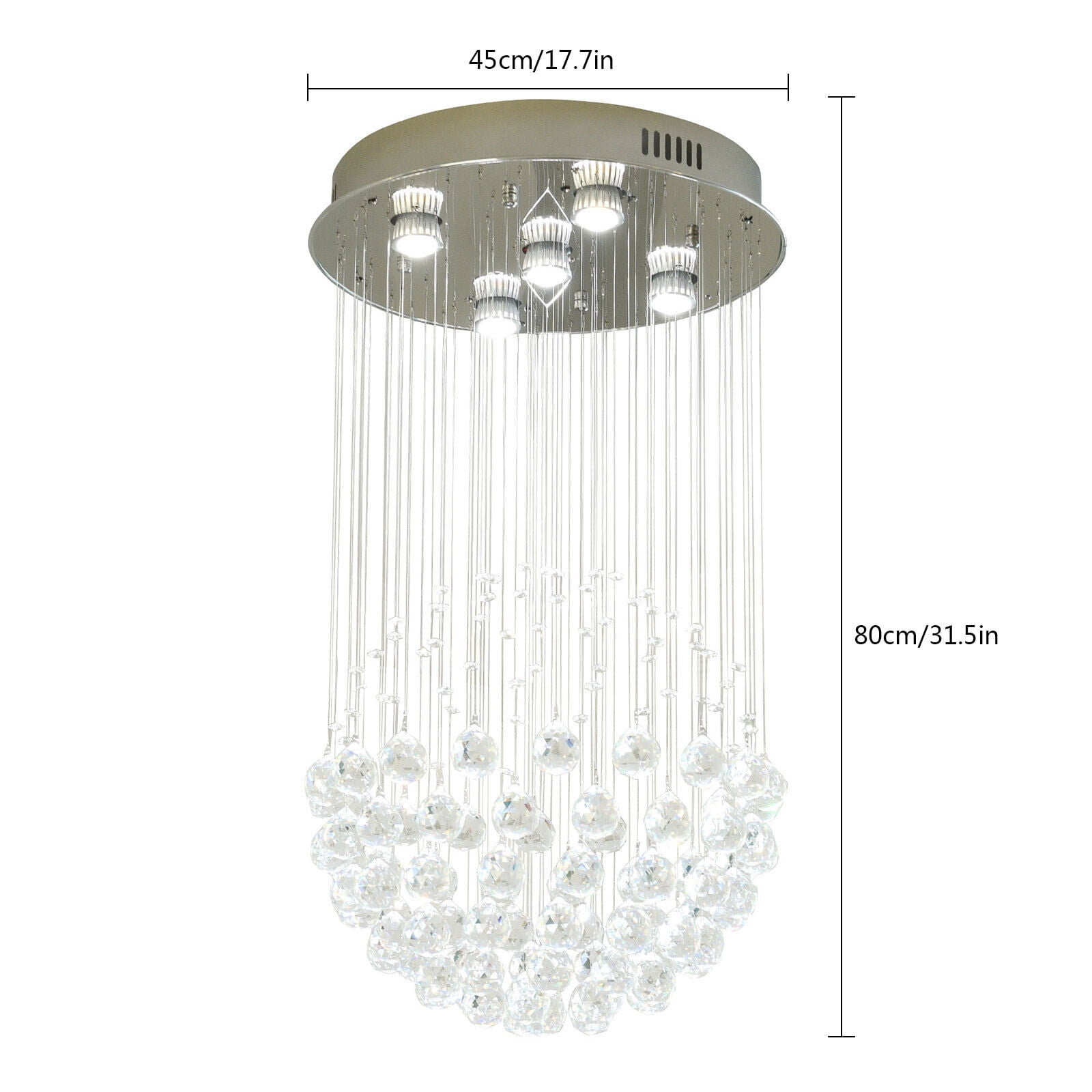 Modern Crystal LED Chandelier Pendant Lamp Rain Drop Ball Ceiling