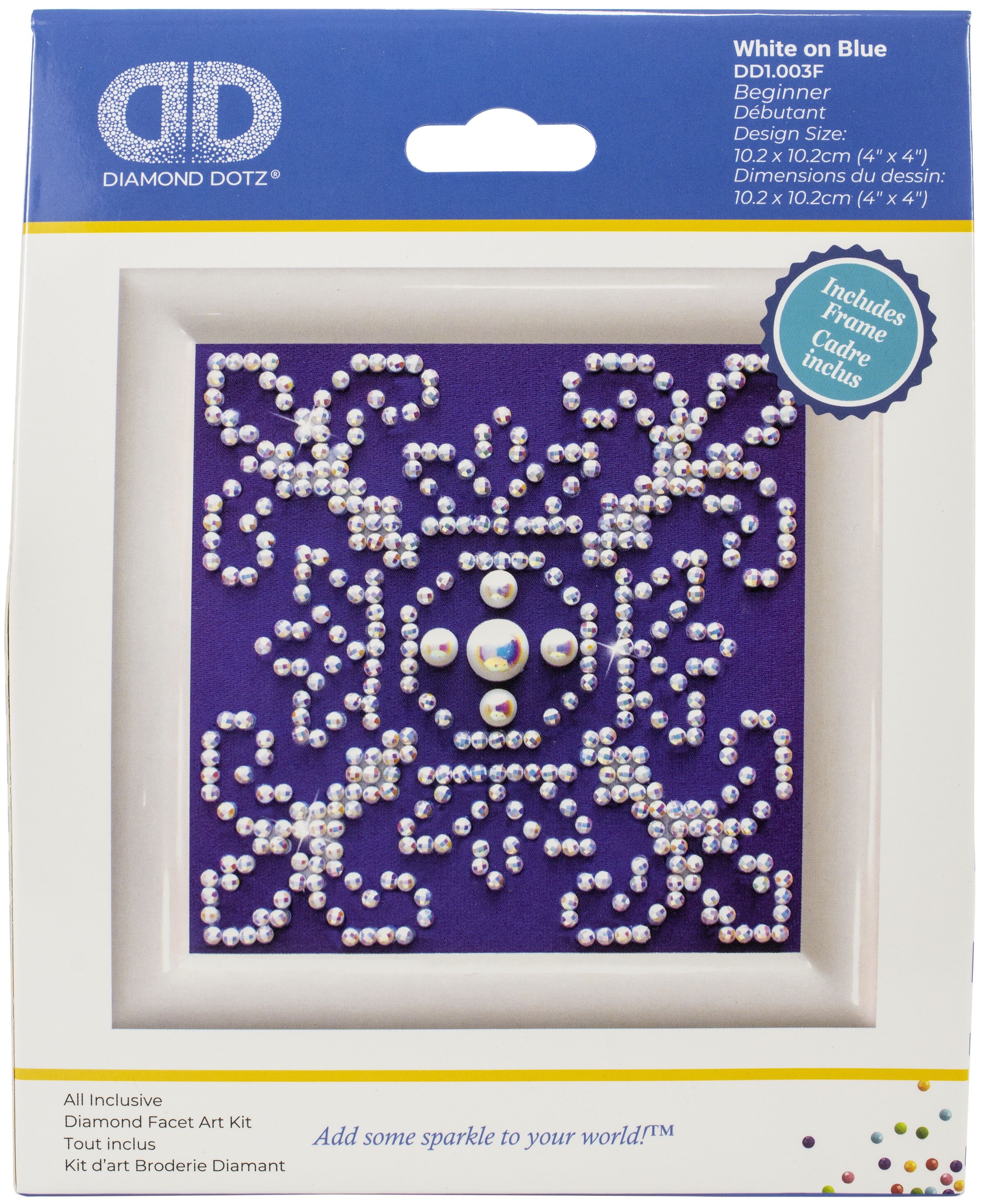 Diamond Dotz Diamond Embroidery Facet Art Kit W/ FrameWhite On Blue W