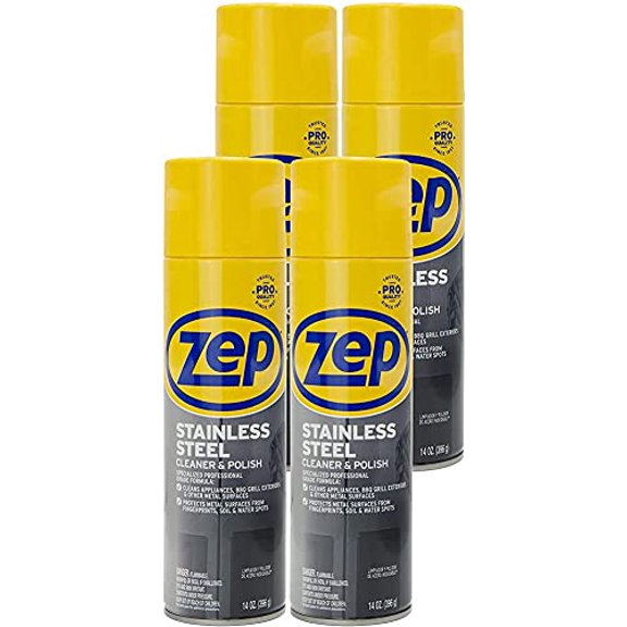 Zep Stainless Steel Cleaner and Polish 14 ounces (Case of 4) ZUSSTL14 - Protects Metal Surfaces from Fingerprints, Soil and Waterspots