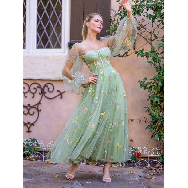 Sweetheart Embroidery Prom Dress Women A Line Tea-Length Green Tulle Puff Sleeves Floral Corset Midi Formal Evening Party Gowns - Walmart.ca Sweetheart Embroidery Prom Dress Women A Line Tea-Length Green Tulle Puff Sleeves Floral Corset Midi Formal Evening Party Gowns - Walmart.ca