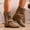 Khaki, variant on Tawop Boots for Women Fashion Casual Winter Versatile Tassel Shorts Boots Solid Color Pointed Toe Heel Mid-Calf Boots Women Boots