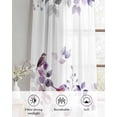 thumbnail image 6 of Purple Grey Leaves Sheer Curtains 63 Inch Length 2 Panels Set for Living Room/Bedroom, Summer Botanical Pastoral Watercolor Kitchen Curtains Grommet Semi-Sheer Curtains Window Treatments 42"x63"x2, 6 of 7